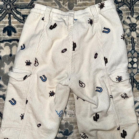 PACSUN EMBROIDERED CORDUROY CREAM PANTS - Picture 2 of 4